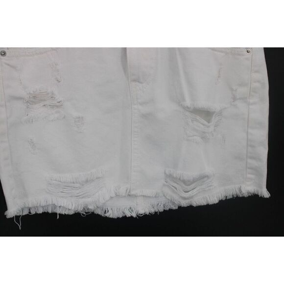 Free People Women's White Out of Ordinary Distressed Denim Mini Skirt Size 2 NWT - Picture 5 of 11